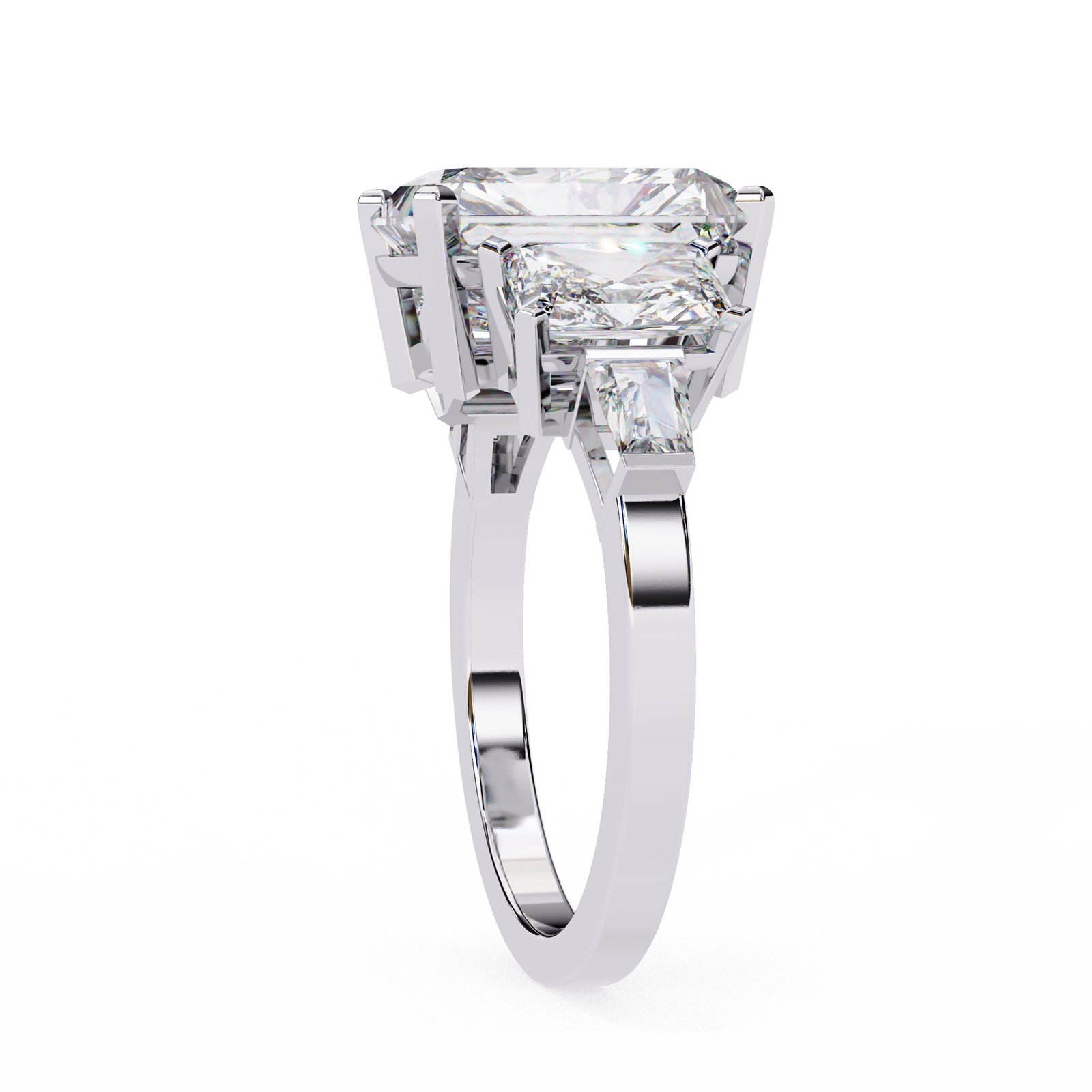 Radiant-Cut Three-Stone Diamond Ring